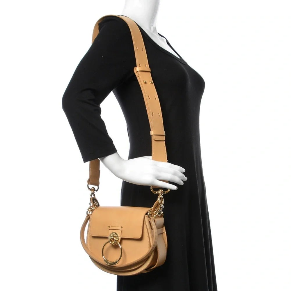 CHLOE Tess Calfskin Leather Crossbody Bag in Bleached Brown w Gold Hardware EUC - Picture 2 of 16